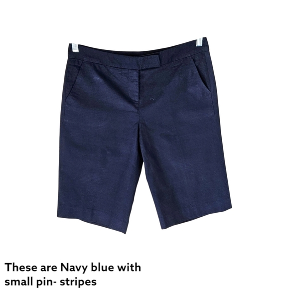 BETH BOWLEY Women's Navy Blue Small Pin- Stripe Bermuda dress Shorts Size 6 NWT - Picture 2 of 16